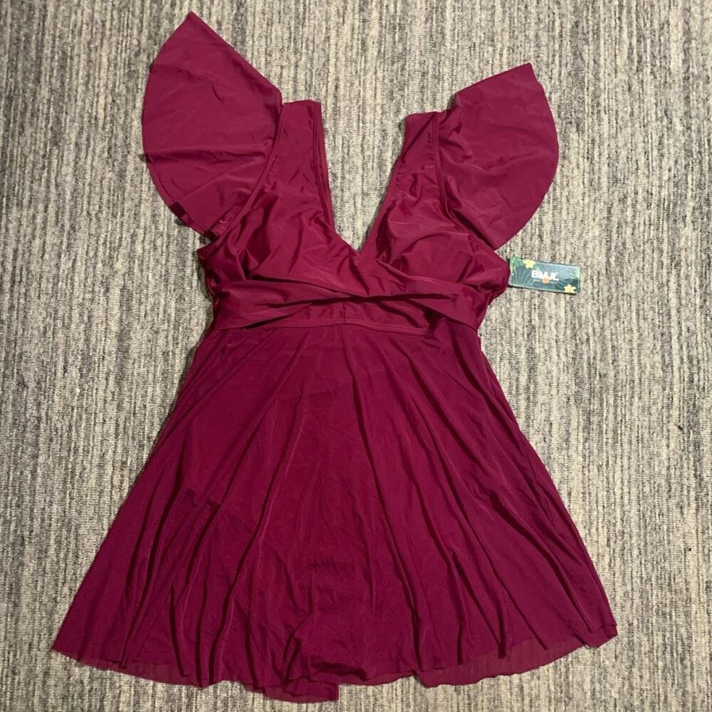 New‎ BMJL Women's XL Maroon One Piece Swimsuit Swimwear Modest Padded